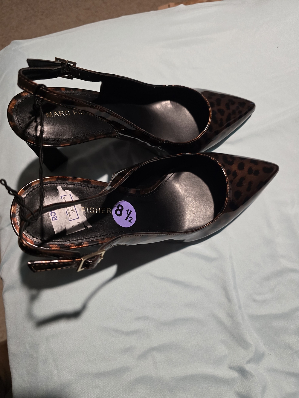 Marc Fisher Leopard-Print Pointed Slingback Pumps - Brown/Black